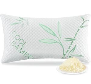 Shredded Memory Foam Pillow, Cooling King Size Adjustable Firm Bamboo Pillow
